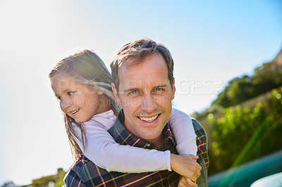 Buy stock photo Cropped shot of a single father spending time with his daughter