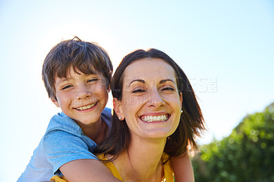Buy stock photo Cropped shot of a single mother spending time with her son