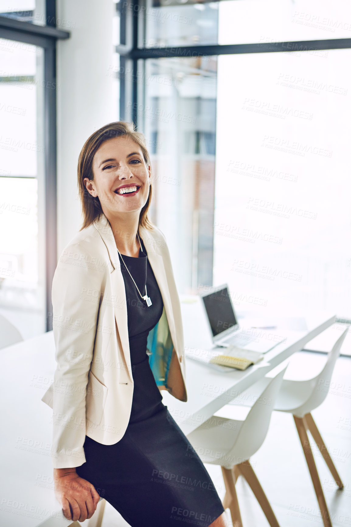 Buy stock photo Professional, woman and portrait of happy accountant for investment, asset management or advice. Financial, person and accounting company in London to audit stocks, wealth and business in economy