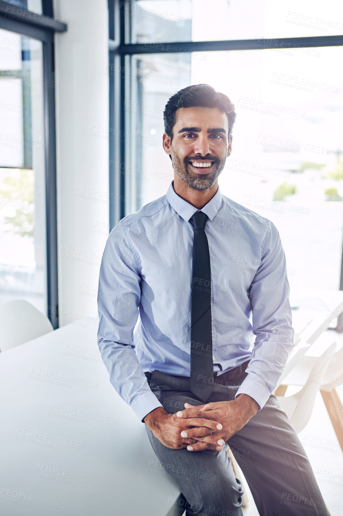 Buy stock photo Professional, man and portrait of happy accountant for investment, asset management or advice. Financial, person and accounting company in London to audit stocks, wealth and trading in economy