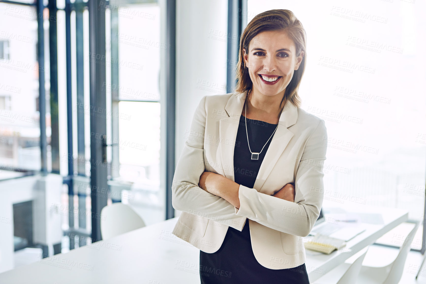 Buy stock photo Portrait of a corporate businesswoman in an office