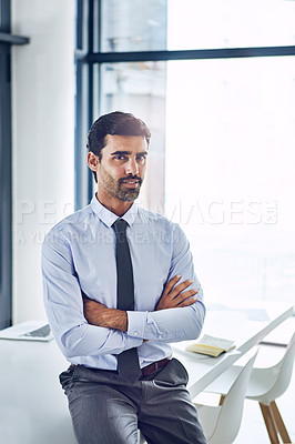 Buy stock photo Portrait of a corporate businessman in an office