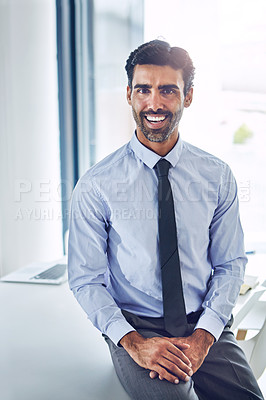 Buy stock photo Portrait of a corporate businessman in an office