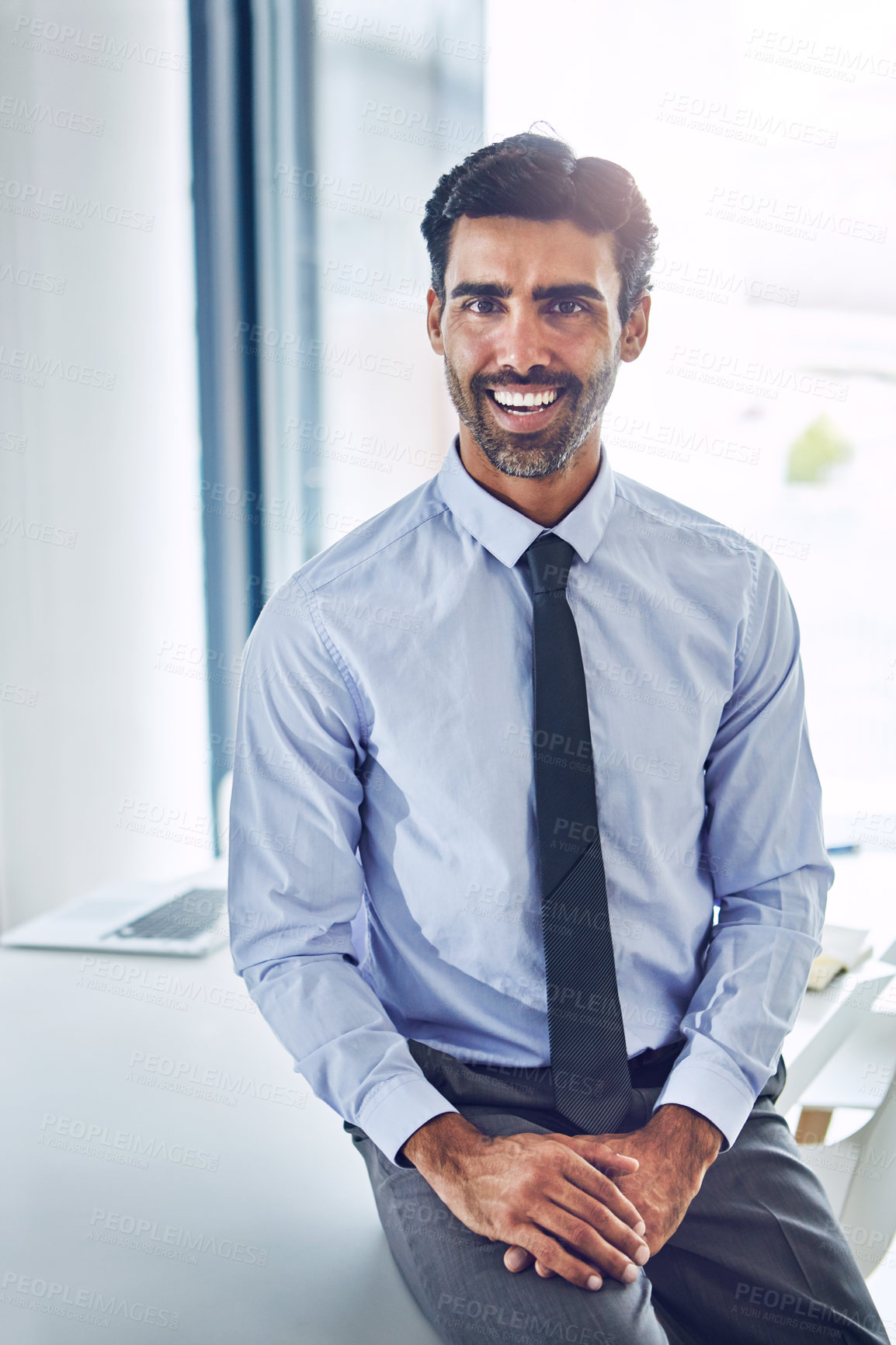 Buy stock photo Professional, man and portrait of happy accountant for investment, asset management or consulting. Accounting, person and financial advisor in Canada to audit stocks, wealth and trading in economy