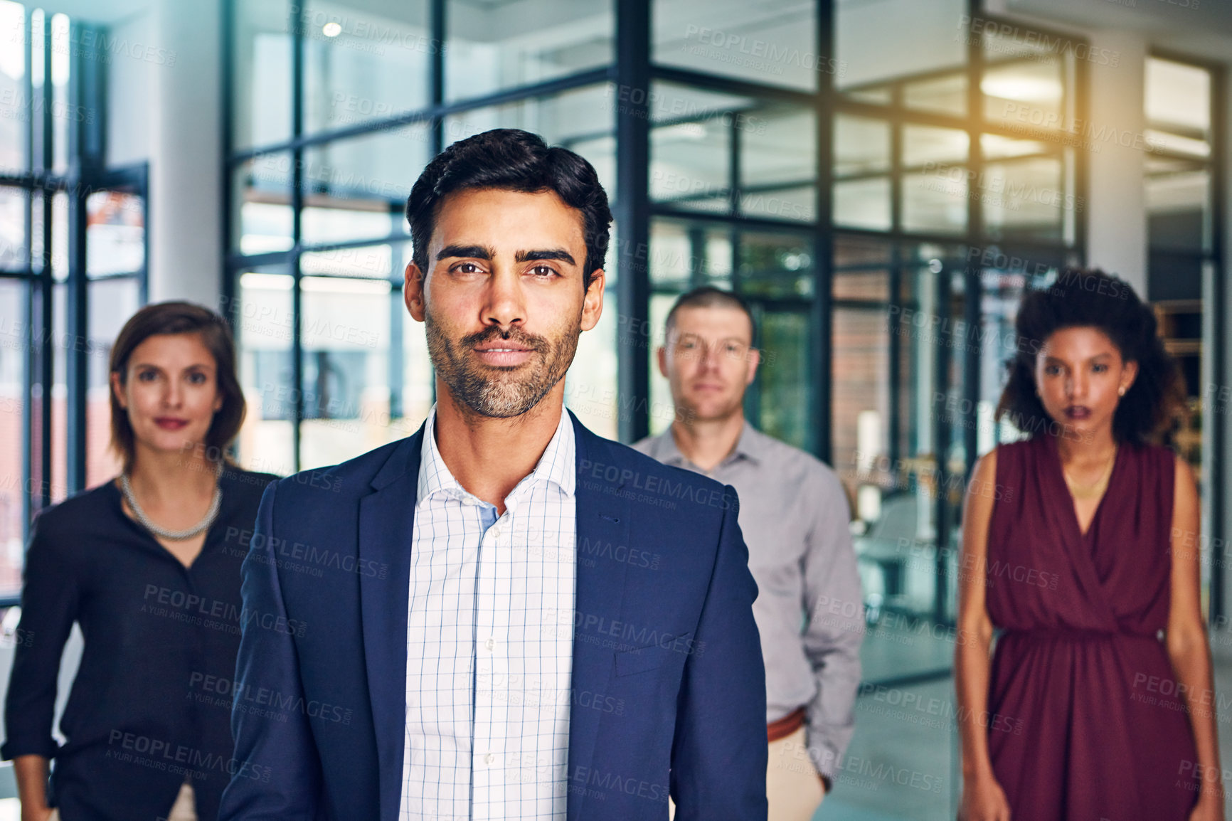 Buy stock photo Business people, CEO and group portrait with diversity, businessman leader, vision and career mindset. Management, professional team and collaboration, international and working together in workplace