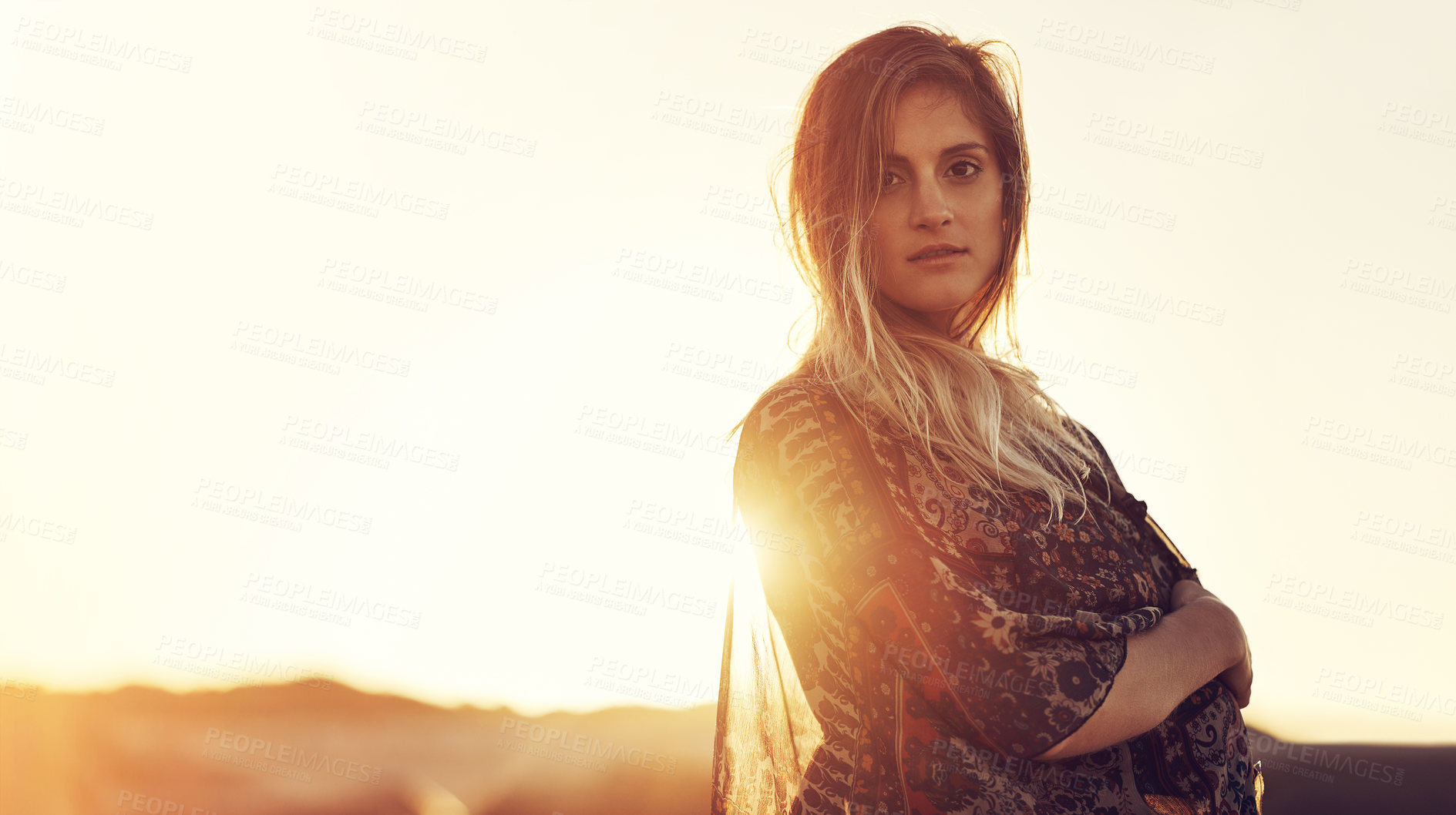 Buy stock photo Cropped shot of an attractive young woman spending the day outdoors