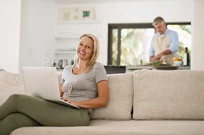 Buy stock photo Shot of a mature couple in their home