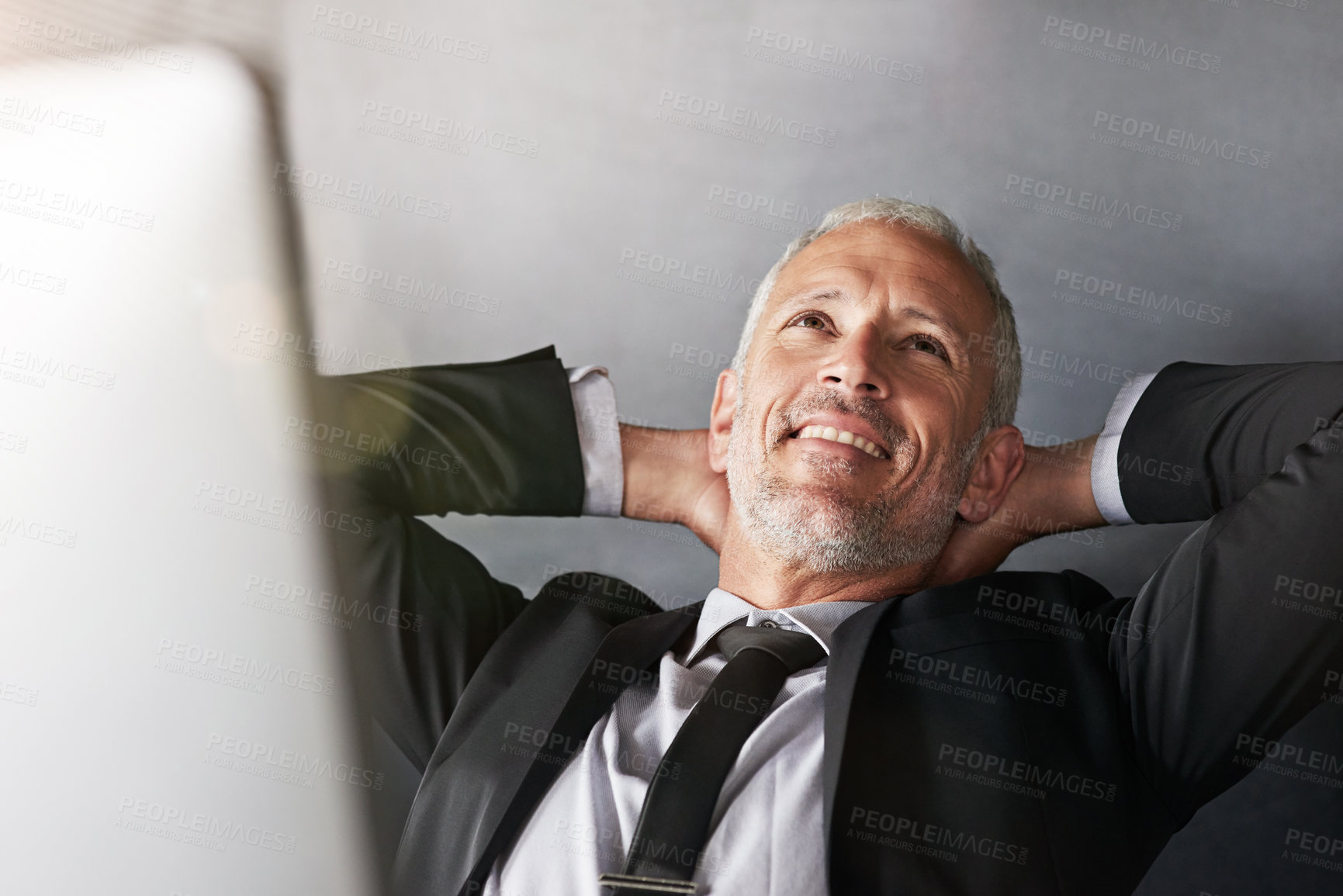 Buy stock photo Cropped shot of a handsome mature businessman in corporate attire