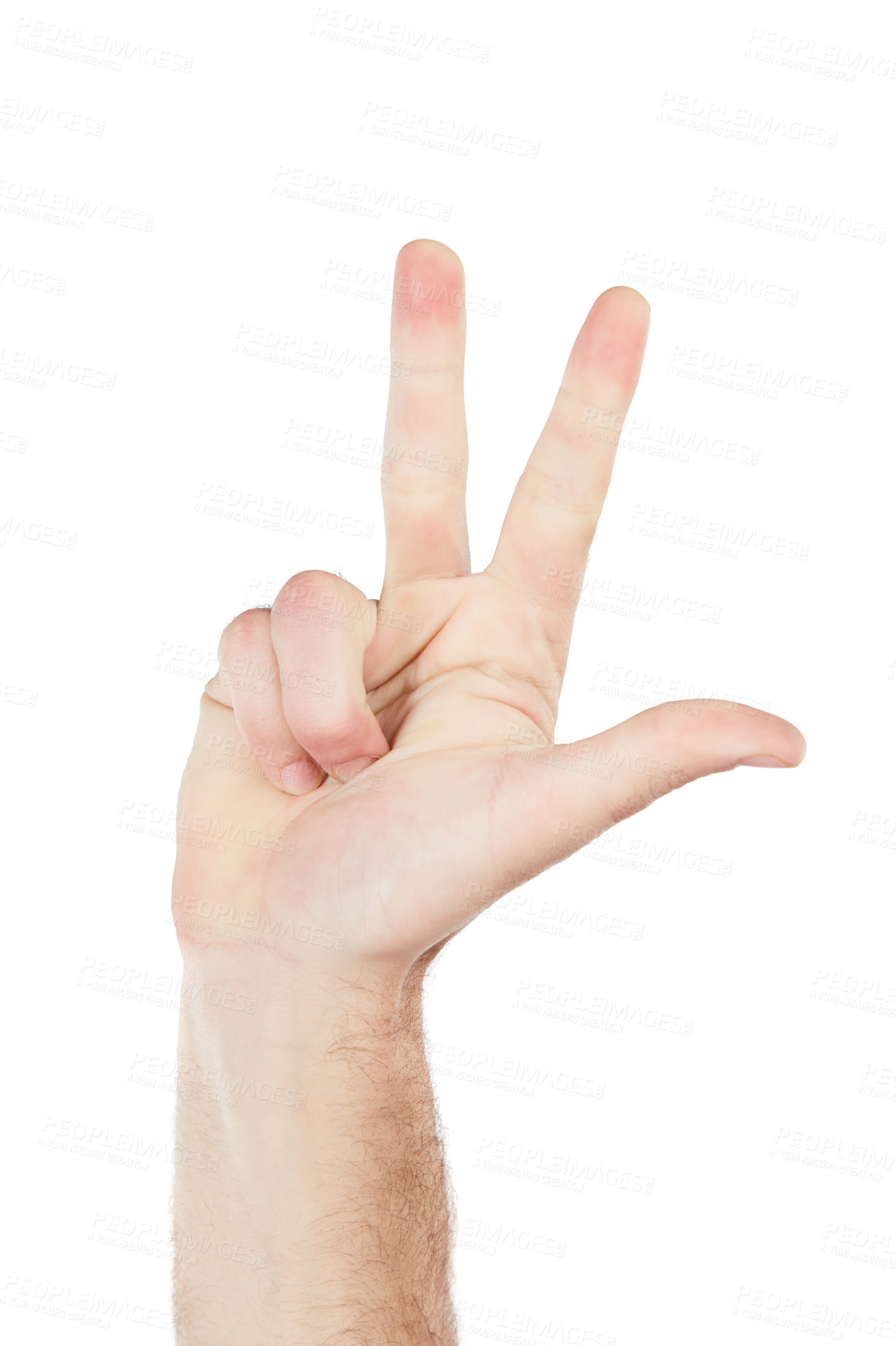 Buy stock photo Man, hand or counting fingers in mathematic solution, problem solving or education addition on isolated white background. Zoom, model or teacher gesture in numbers countdown, timer or emoji in studio