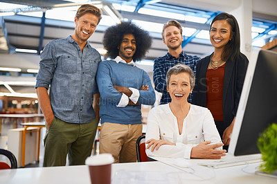 Buy stock photo Cropped portrait of a team of designers working together in their office
