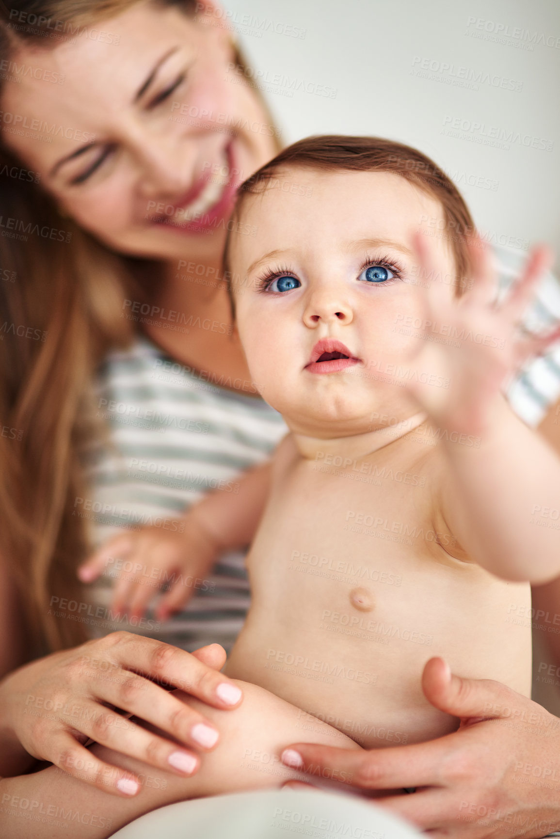 Buy stock photo Shot of a mother bonding with her adorable baby girl