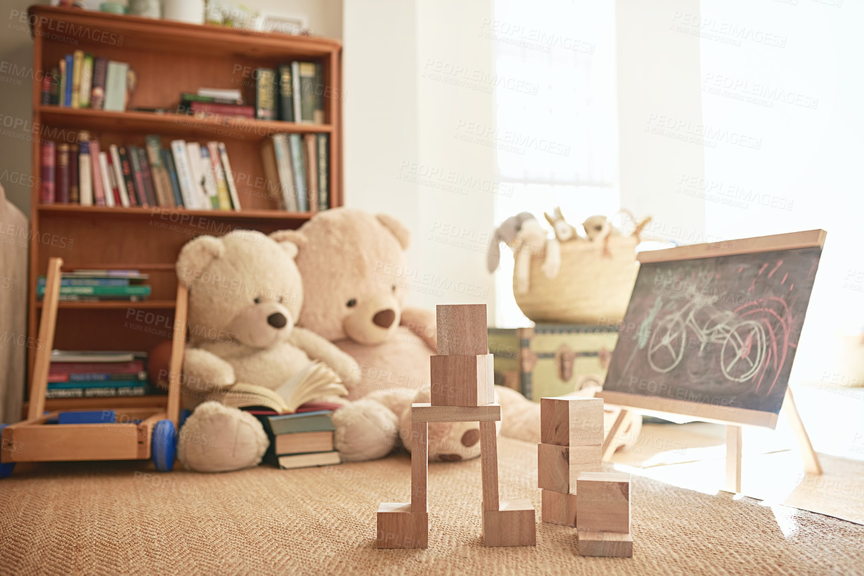 Buy stock photo Shot of a playroom filled with toys