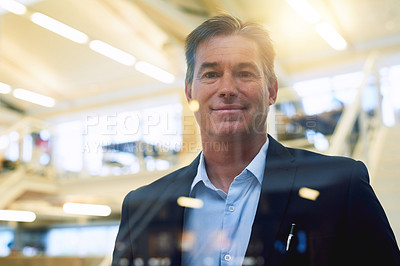 Buy stock photo Portrait of a well-dressed businessman posing confidently in the office