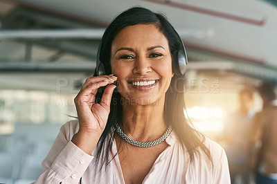Buy stock photo Portrait of a call centre agent working in an office