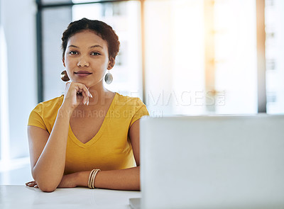 Buy stock photo Portrait of a confident young designer working in an office