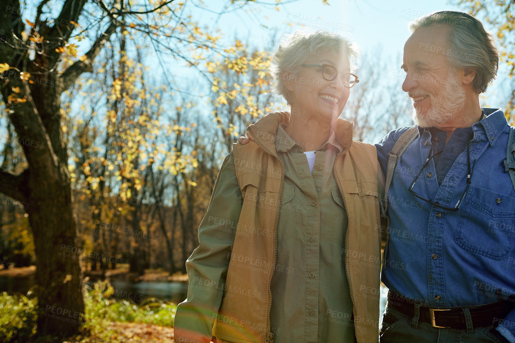 Buy stock photo Shot of a senior couple spending a day in nature together