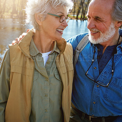 Buy stock photo Shot of a senior couple spending a day in nature together