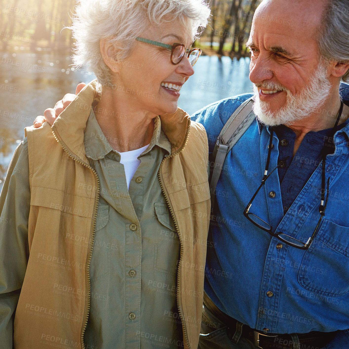 Buy stock photo Shot of a senior couple spending a day in nature together