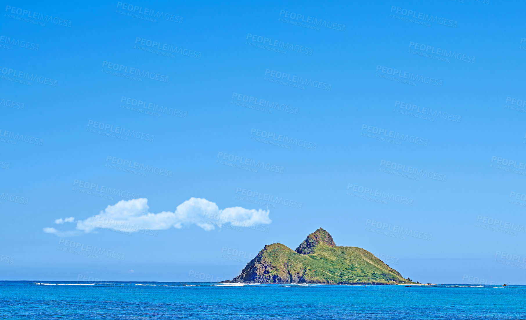 Buy stock photo Tropical island close to Oahu, Hawaii