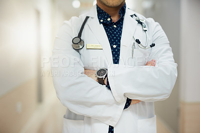 Buy stock photo Shot of an unrecognisable doctor standing in a hospital