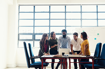 Buy stock photo Shot of creative employees having a meeting in a modern office
