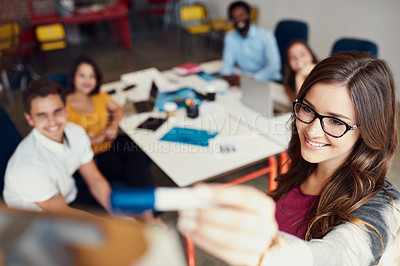 Buy stock photo Shot of creative employees having a meeting in a modern office