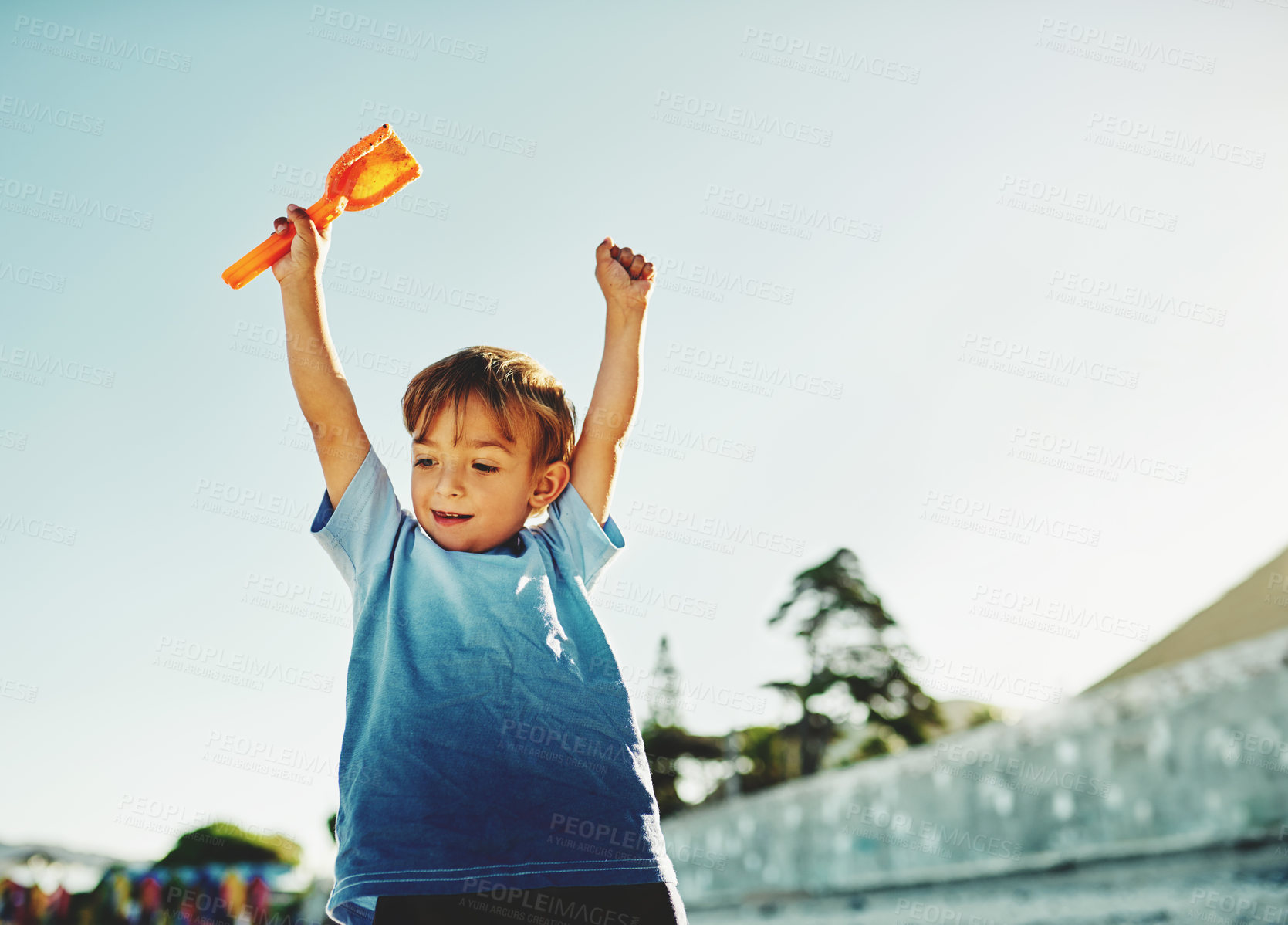 Buy stock photo Shot of a young boy at the beach