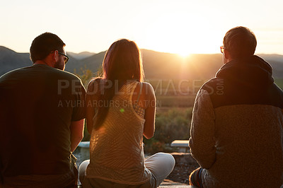 Buy stock photo Shot of young people spending the day outside