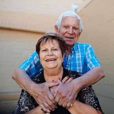 Buy stock photo Shot of a senior married couple outside
