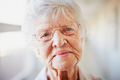 Buy stock photo Portrait of a happy elderly woman at a retirement home