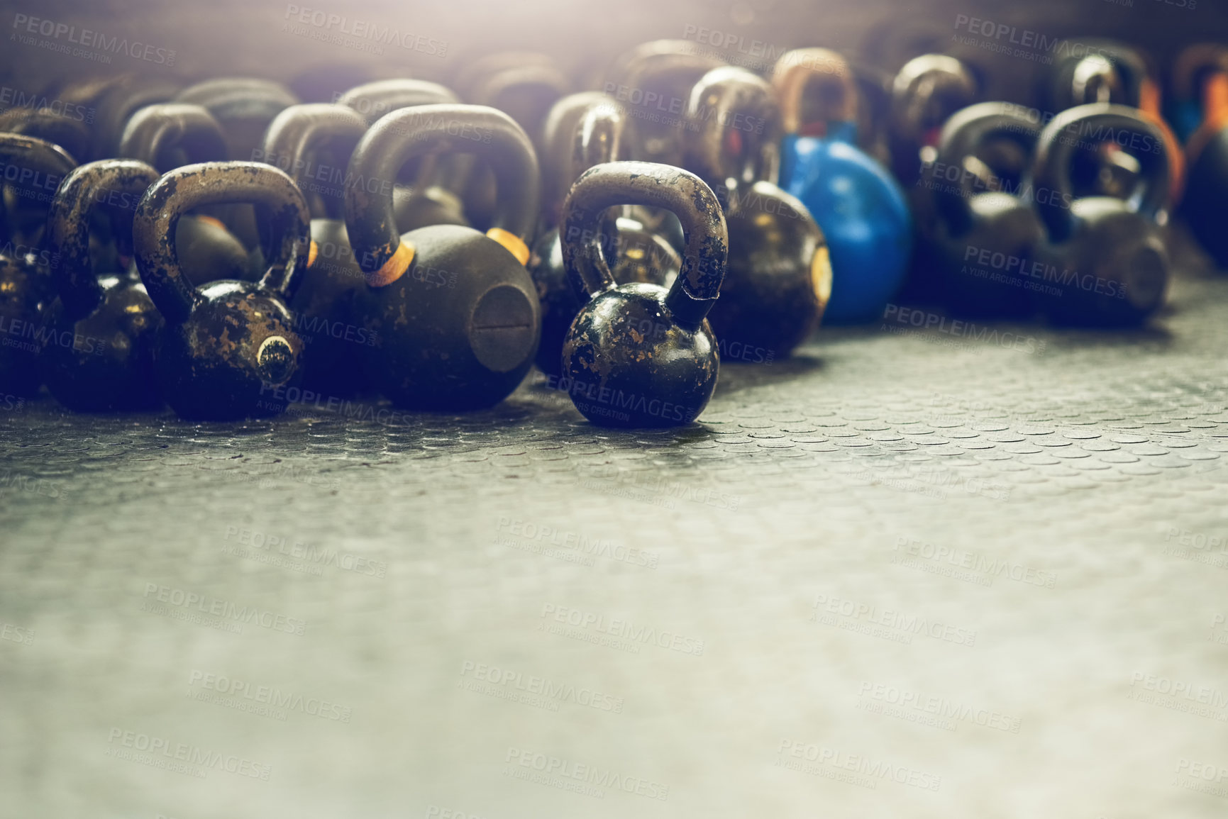 Buy stock photo Shot of weights in a gym