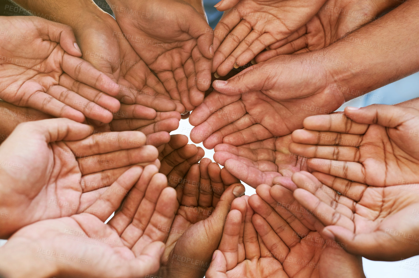 Buy stock photo Cropped shot of a group of unrecognizable people's hands