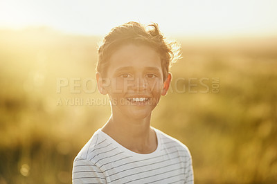 Buy stock photo Shit of a little boy standing outside