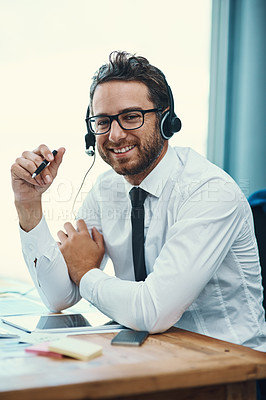 Buy stock photo Portrait of a call centre agent working in an office
