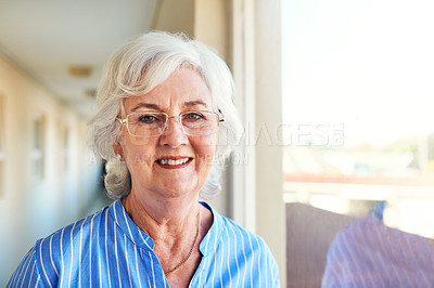 Buy stock photo Cropped shot of a senior woman at home
