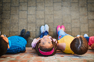 Buy stock photo Shot of a group of children outside