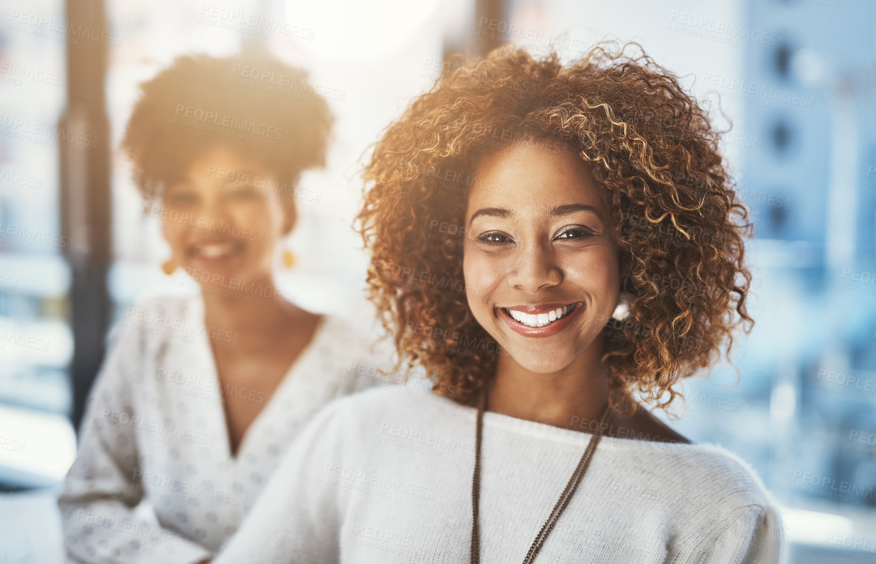 Buy stock photo Business, smile and portrait of happy woman in office for collaboration, startup or project development. Event agency, professional or staff with confidence for company growth, partnership or support