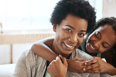 Buy stock photo Shot of a mother and daughter at home