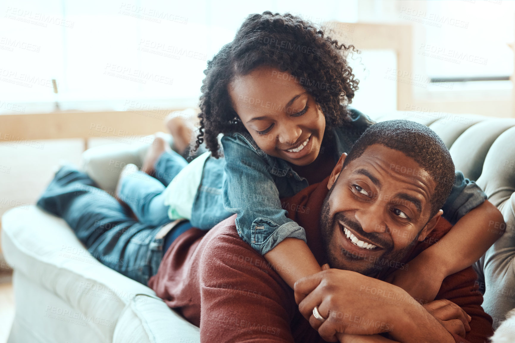 Buy stock photo Shot of a Father and daughter at home