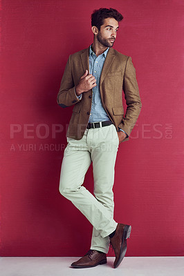 Buy stock photo Studio shot a handsome and stylishly dressed young man