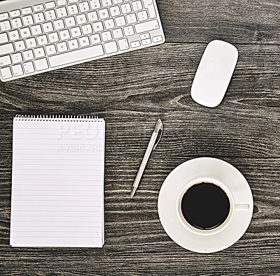 Buy stock photo High angle shot of a creative workstation