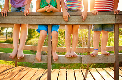 Buy stock photo Shot of little kids playing outdoors