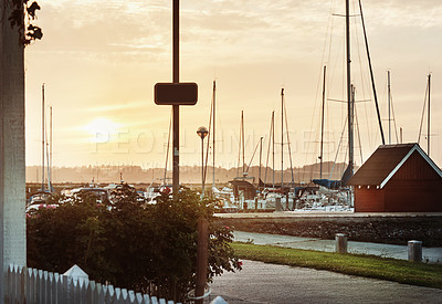 Buy stock photo Still life shot of a harbour