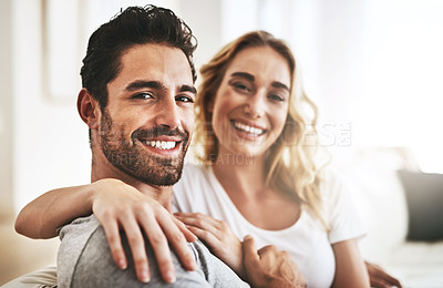 Buy stock photo Shot of a couple relaxing at home