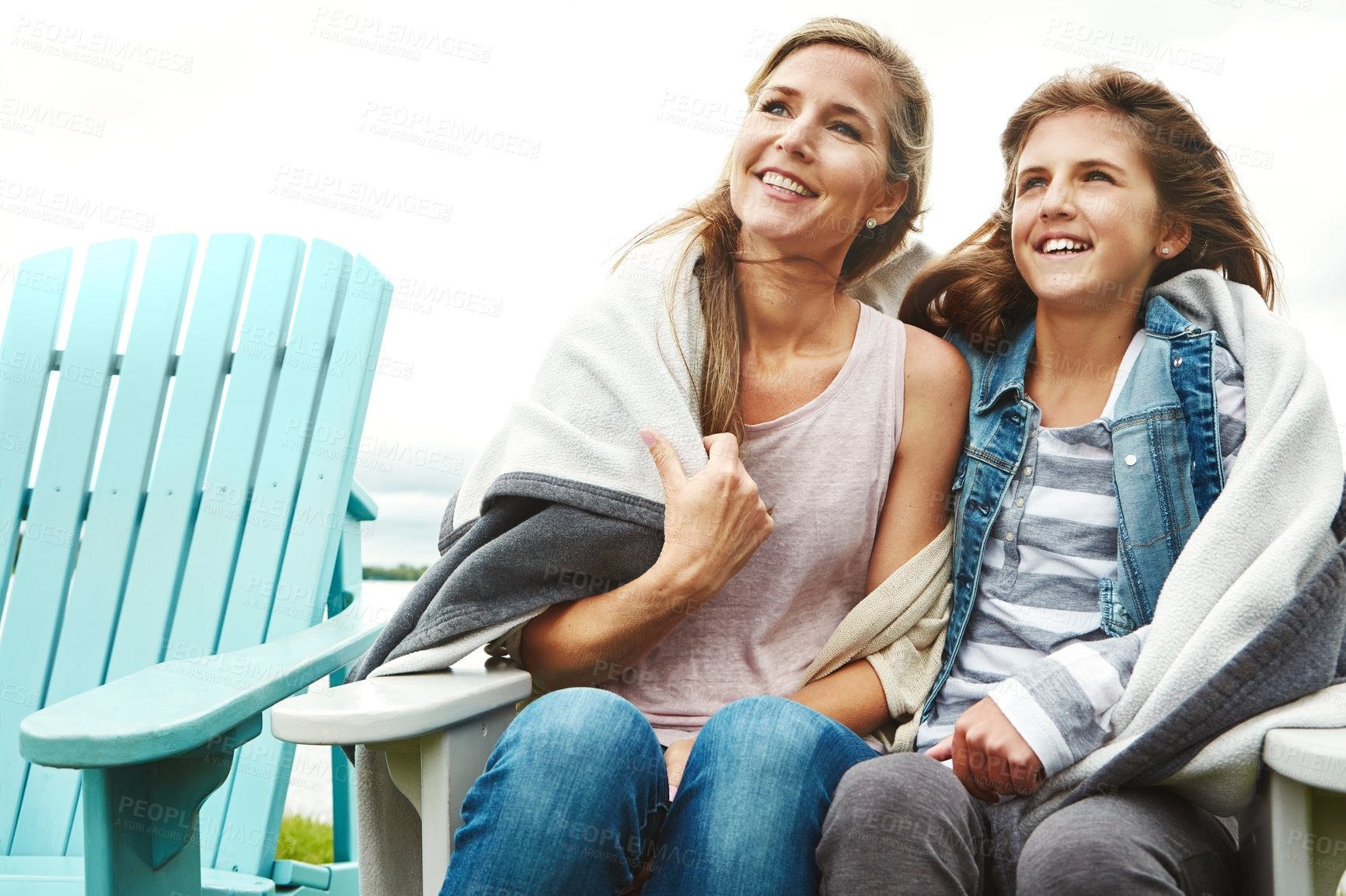 Buy stock photo Shot of a mother and her daughter bonding outdoors