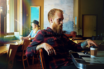 Buy stock photo Cropped shot of hipsters in a coffee shop