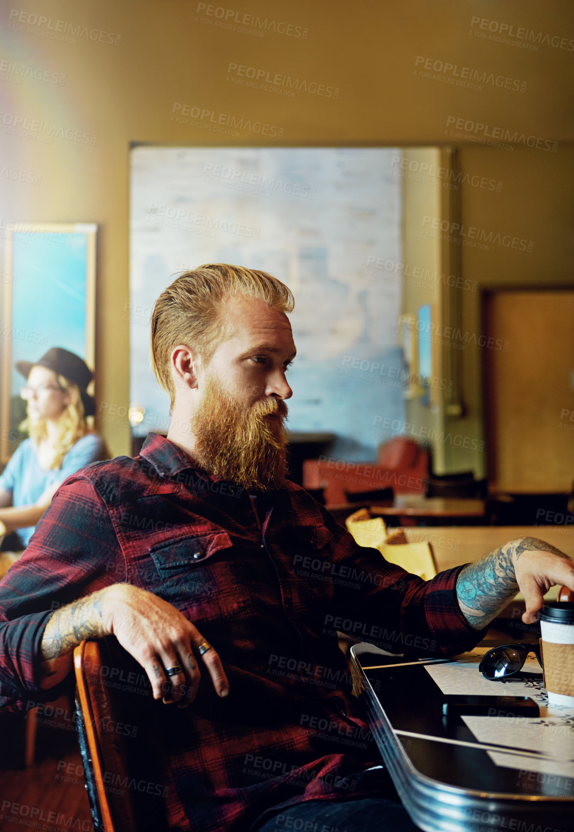 Buy stock photo Cropped shot of hipsters in a coffee shop