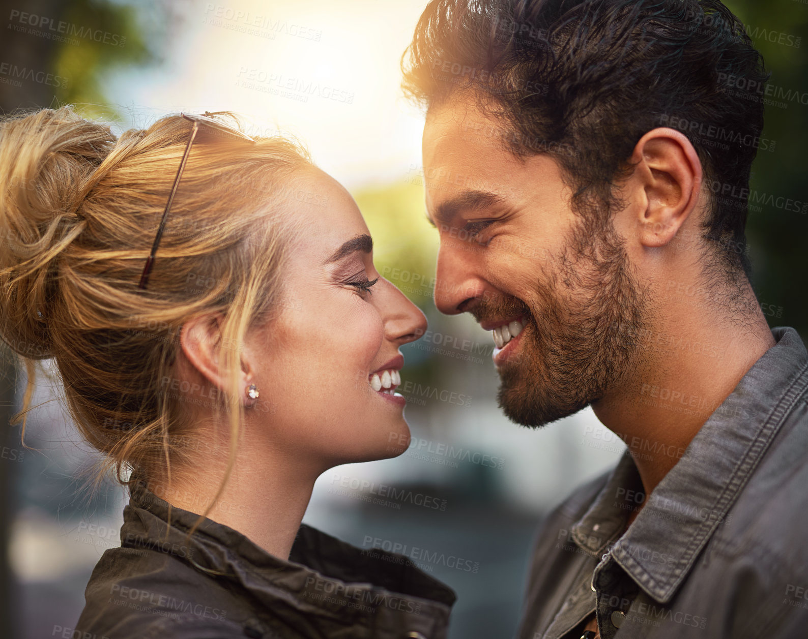 Buy stock photo Shot of a young couple out in the city