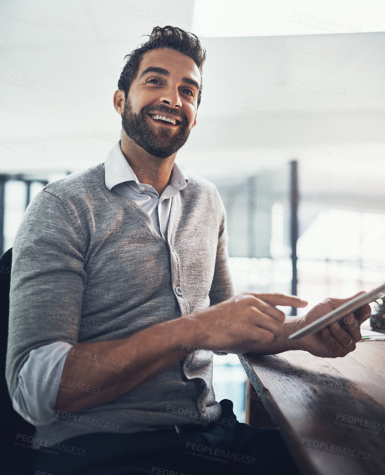 Buy stock photo Cropped shot of a businessman working in his office