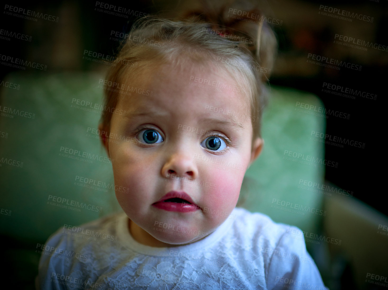 Buy stock photo Portrait of an adorable little girl at home